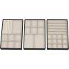 Household Essentials Stackable Jewelry Trays, 3 Varieties, Space for Necklaces, Rings and Earrings, Blended Canvas with Felt Interior, Perfect for Drawers and Closet Shelves, Latte(Black)