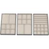 Household Essentials Stackable Jewelry Trays, 3 Varieties, Space for Necklaces, Rings and Earrings, Blended Canvas with Felt Interior, Perfect for Drawers and Closet Shelves, Latte(Graphite)