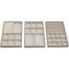 Household Essentials Stackable Jewelry Trays, 3 Varieties, Space for Necklaces, Rings and Earrings, Blended Canvas with Felt Interior, Perfect for Drawers and Closet Shelves, Latte(Latte)