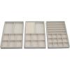 Household Essentials Stackable Jewelry Trays, 3 Varieties, Space for Necklaces, Rings and Earrings, Blended Canvas with Felt Interior, Perfect for Drawers and Closet Shelves, Latte(White)