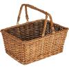 Household Essentials Woven Market Basket, Handwoven Willow Weave, Stylish Handles with Durable Metal Anchors, Classic and Versatile, Attractive, Spacious, Lightweight, Natural(Stained Brown)