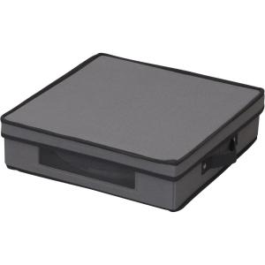 Household Essentials Holiday Charger Plate Storage Box, Holds 12 Charger Plates with Felt Protectors, Red Canvas with Green Trim(Grey)