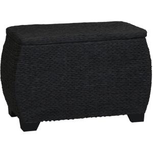 Household Essentials Large Curved Wicker Storage Chest with Liner | Water Hyacinth, Natural(Black)