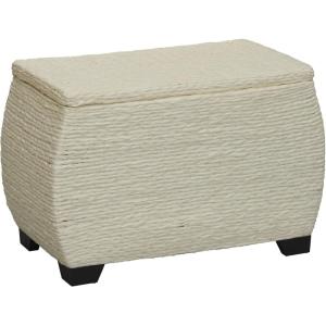 Household Essentials Large Curved Wicker Storage Chest with Liner | Water Hyacinth, Natural(Cream)