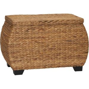 Household Essentials Large Curved Wicker Storage Chest with Liner | Water Hyacinth, Natural(Natural)