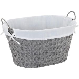 Household Essentials ML-7267 Decorative Wicker Laundry Basket with Handles and Removable Liner | Grey(Gray Paper Rope)