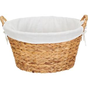 Household Essentials ML-7267 Decorative Wicker Laundry Basket with Handles and Removable Liner | Grey(Natural Water Hyacinth)