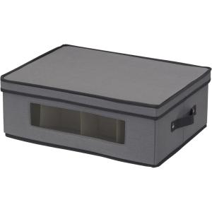 Household Essentials Mug and Tumbler Vision China Storage Box Chest, Gray(Grey)