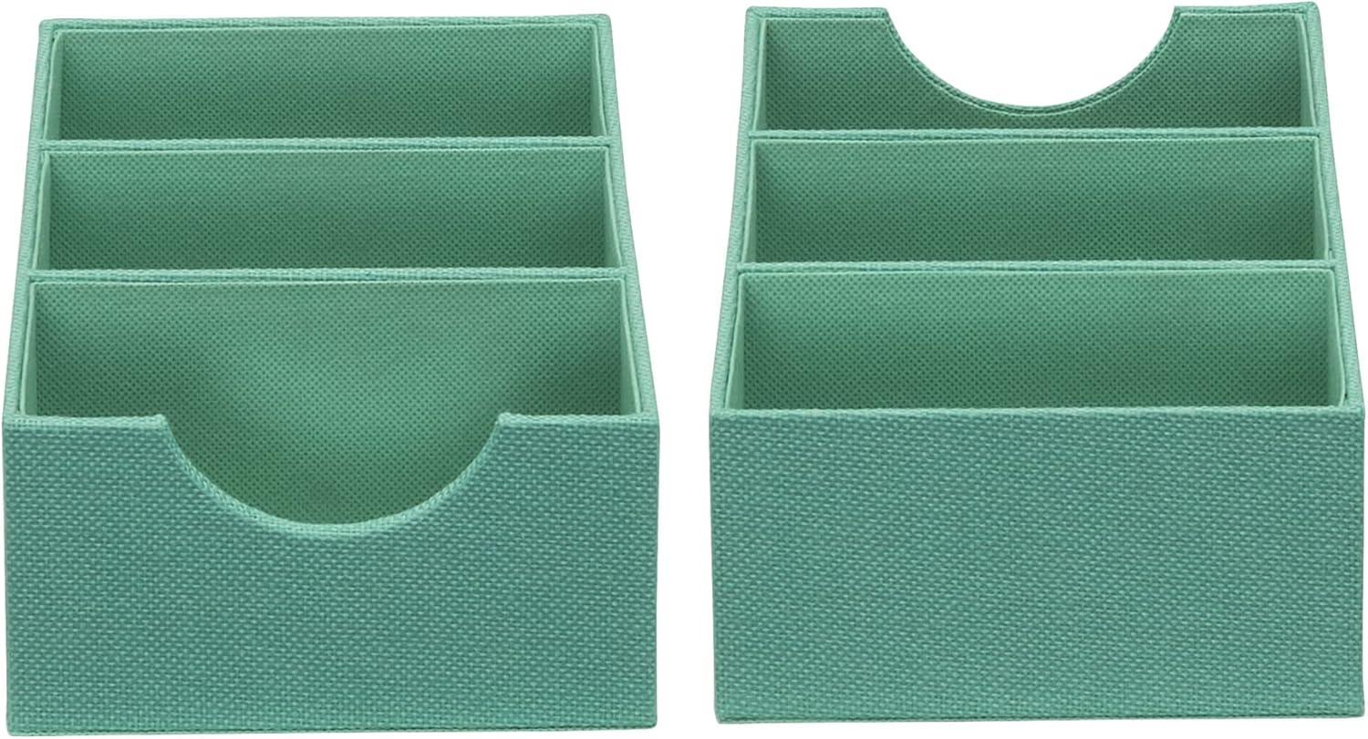 image:imageHousehold Essentials 3Compartment Drawer Organizers Pack of 2 Seafoam Green