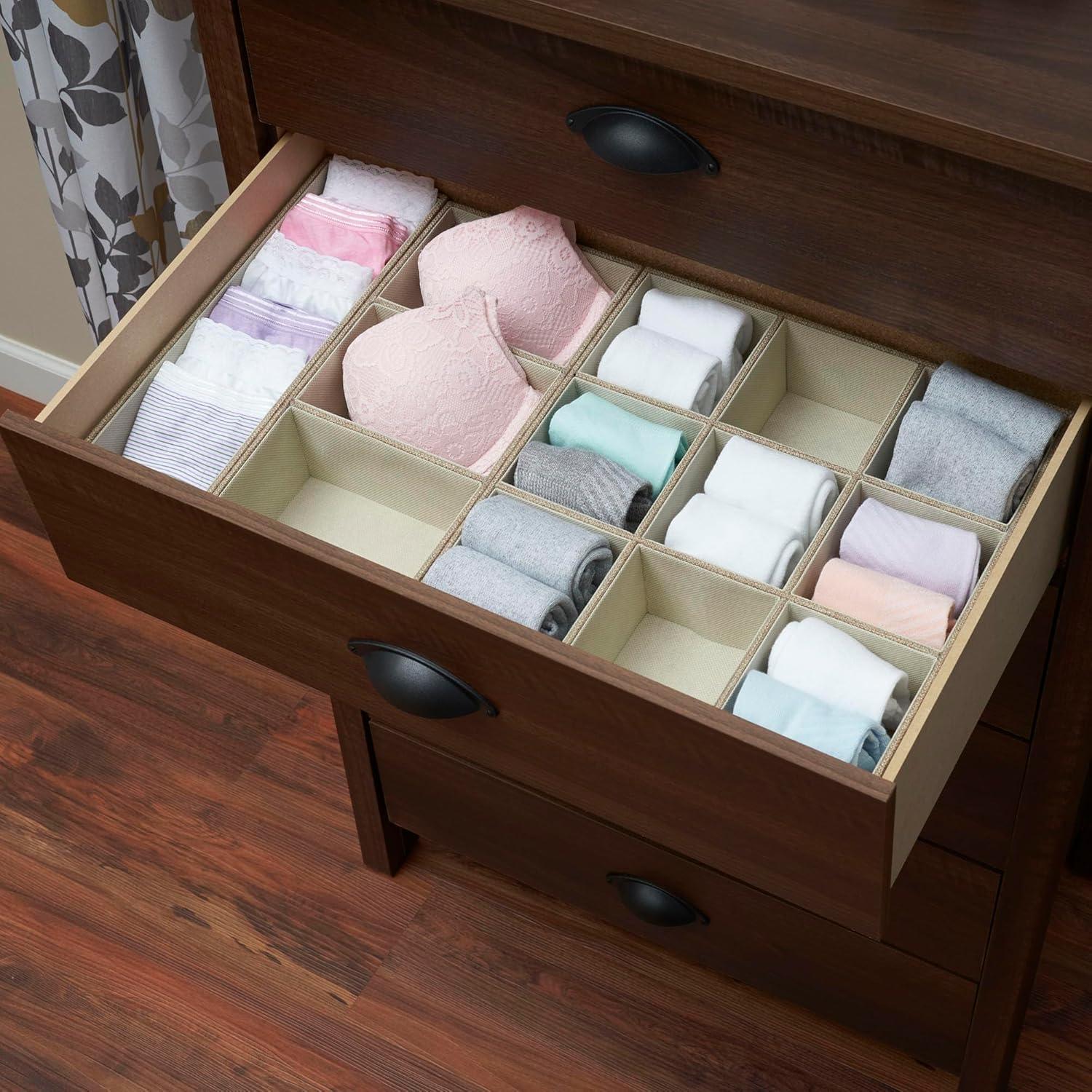 image:imageHousehold Essentials Brown 7231 Deep 9 Section Drawer Organizer Box for Storage 12 in x 12 in 313Latte