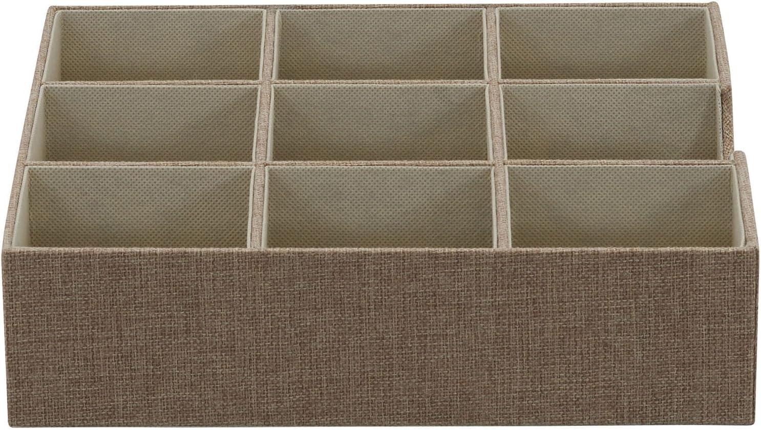 image:imageHousehold Essentials Brown 7231 Deep 9 Section Drawer Organizer Box for Storage 12 in x 12 in 313Latte