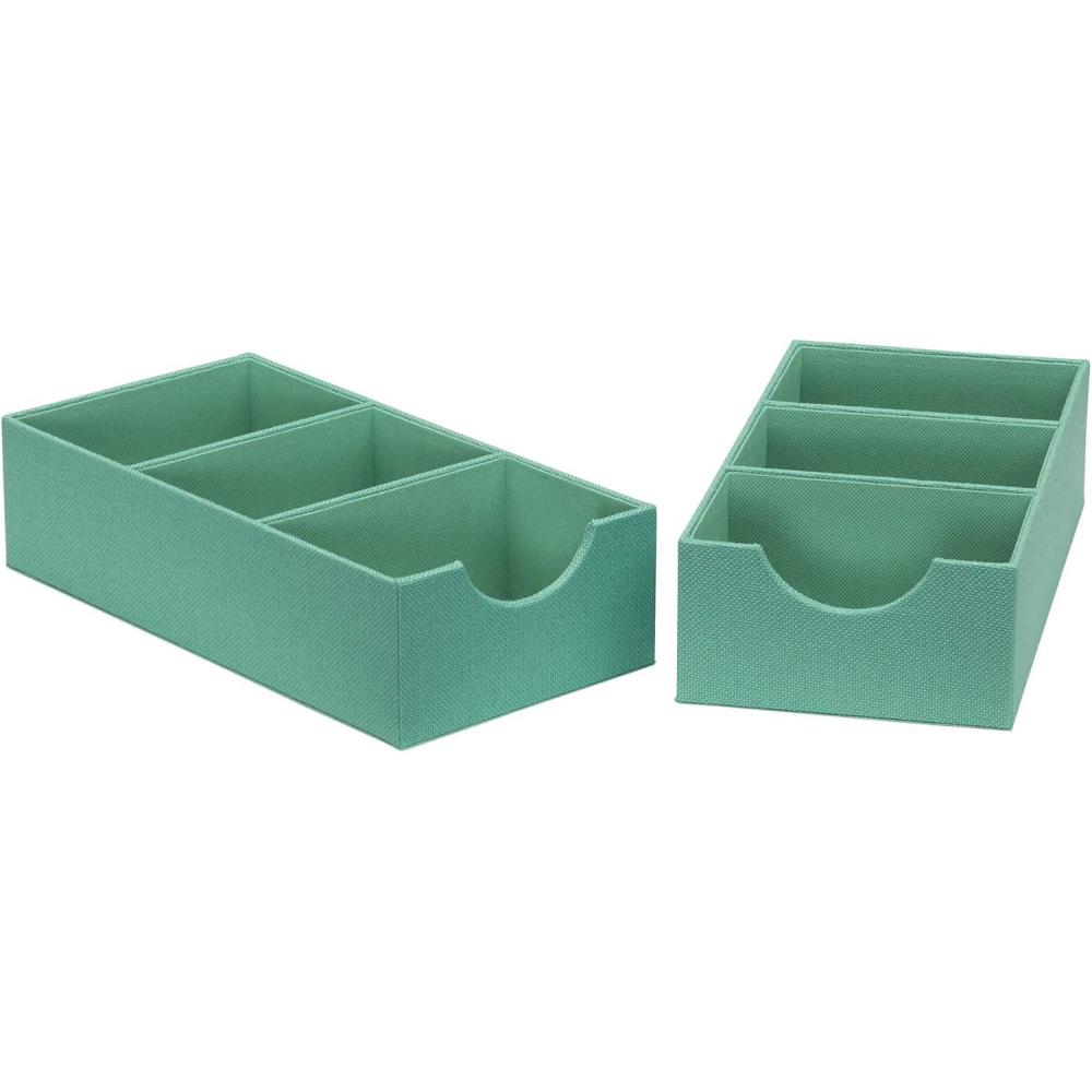 image:imageHousehold Essentials 3Compartment Drawer Organizers Pack of 2 Seafoam Green