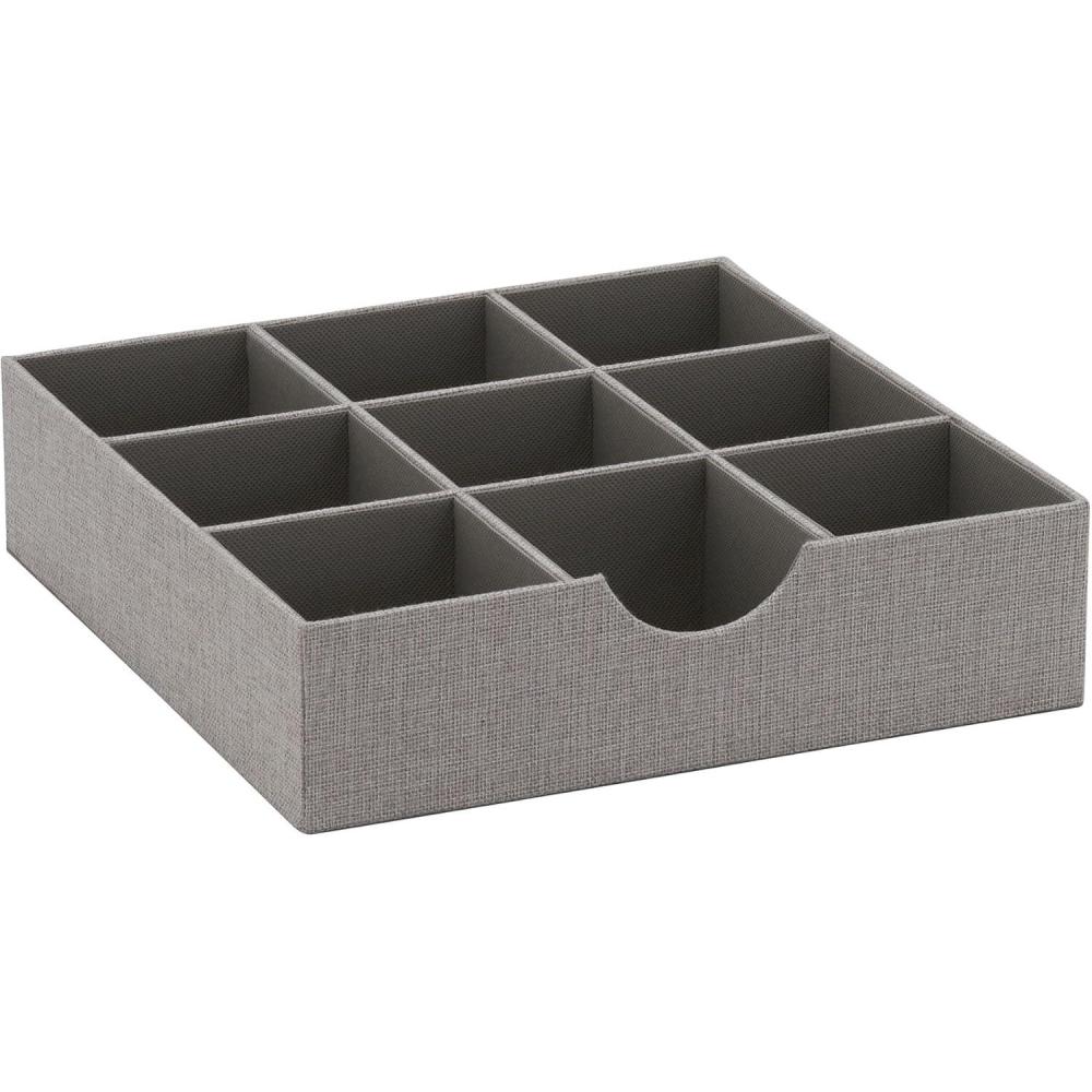 image:imageHousehold Essentials Brown 7231 Deep 9 Section Drawer Organizer Box for Storage 12 in x 12 in 313Silver