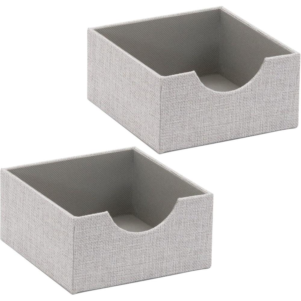 image:imageHousehold Essentials Square Organizer Tray 2 Pack Small Organizer Sleek and Stylish Sturdy Frame with Fabric Covering Gray