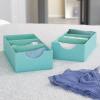 Household Essentials 3-Compartment Drawer Organizers, Pack of 2, Seafoam Green