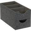 Household Essentials 3-Compartment Drawer Organizers, Pack of 2, Sturdy Chipboard Base with Soft and Stylish Polyester Linen Covering, Graphite(Graphite)