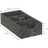 Household Essentials 3-Compartment Drawer Organizers, Pack of 2, Sturdy Chipboard Base with Soft and Stylish Polyester Linen Covering, Graphite(Graphite)