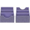 Household Essentials 3-Compartment Drawer Organizers, Pack of 2, Sturdy Chipboard Base with Soft and Stylish Polyester Linen Covering, Graphite(Iris)