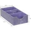 Household Essentials 3-Compartment Drawer Organizers, Pack of 2, Sturdy Chipboard Base with Soft and Stylish Polyester Linen Covering, Graphite(Iris)