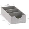 Household Essentials 3-Compartment Drawer Organizers, Pack of 2, Sturdy Chipboard Base with Soft and Stylish Polyester Linen Covering, Graphite(Silver)