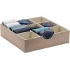 Household Essentials Brown 723-1 Deep 9 Section Drawer Organizer Box for Storage | 12 in x 12 in 3.13(Latte)