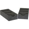 Household Essentials 3-Compartment Drawer Organizers, Pack of 2, Sturdy Chipboard Base with Soft and Stylish Polyester Linen Covering, Graphite(Graphite)
