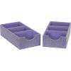 Household Essentials 3-Compartment Drawer Organizers, Pack of 2, Sturdy Chipboard Base with Soft and Stylish Polyester Linen Covering, Graphite(Iris)