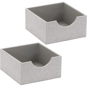 Household Essentials Square Organizer Tray 2 Pack, Small Organizer, Sleek and Stylish, Sturdy Frame with Fabric Covering, Gray