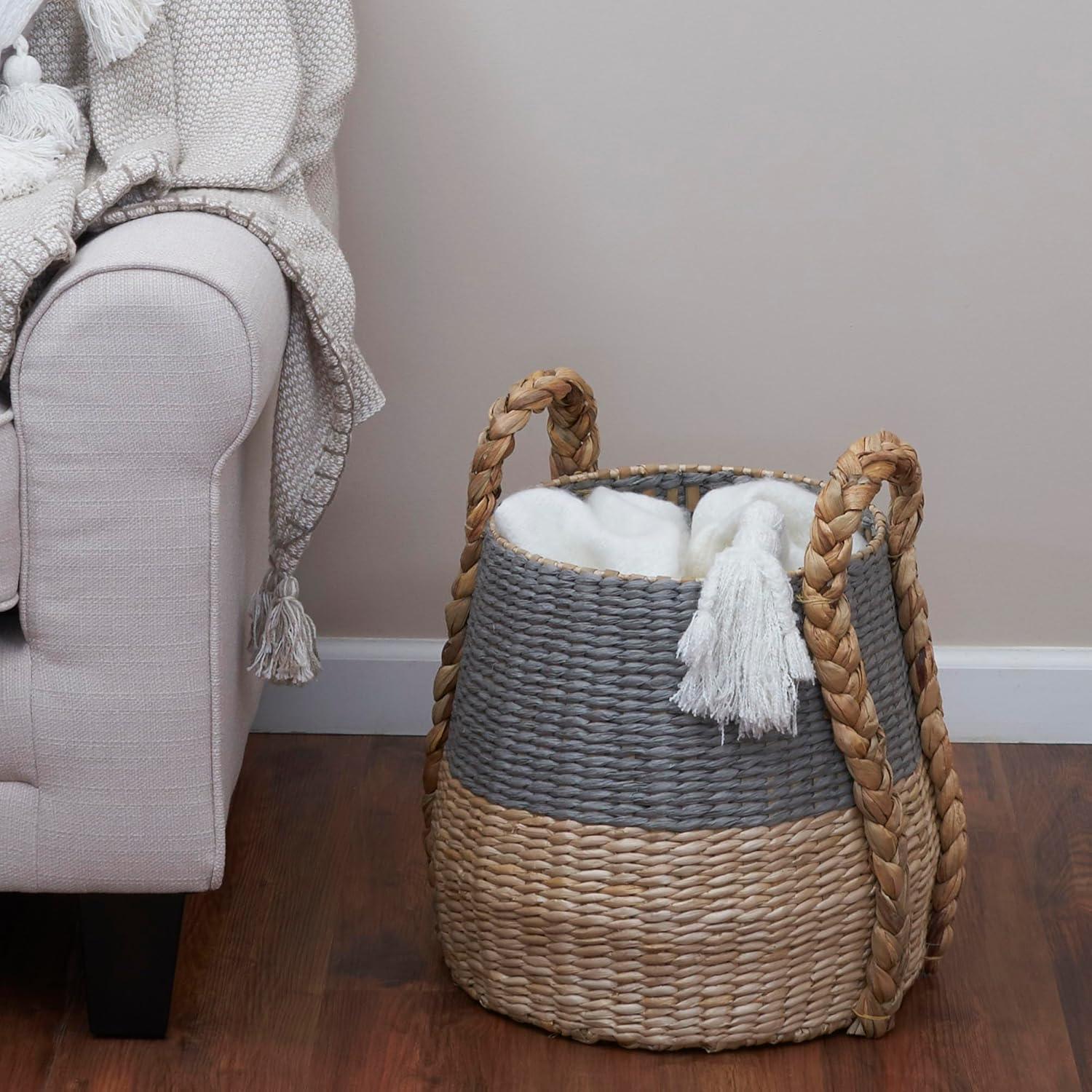 image:imageHousehold Essentials Cattail and Paper Terra Basket Natural and GrayGray