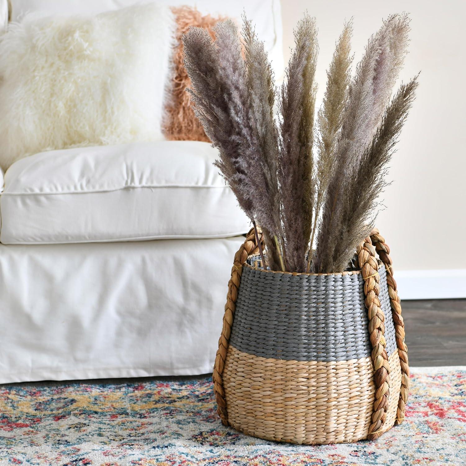 image:imageHousehold Essentials Cattail and Paper Terra Basket Natural and GrayGray