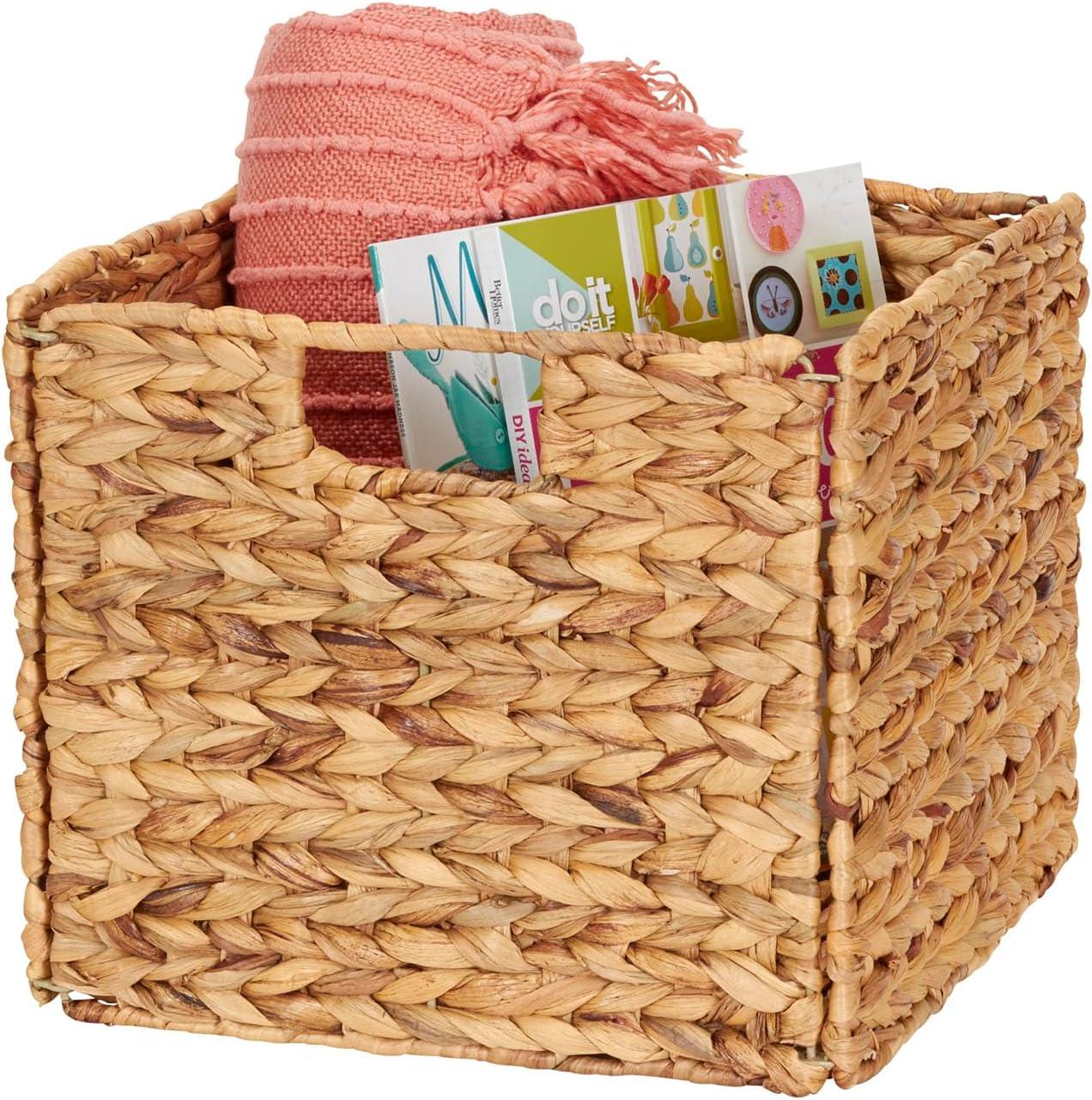 image:imageHousehold Essentials Foldable Wicker Storage Bin Water Hyacinth Sturdy Steel Frame Handwoven and Decorative Durable and Stylish SpaceSaving Natural