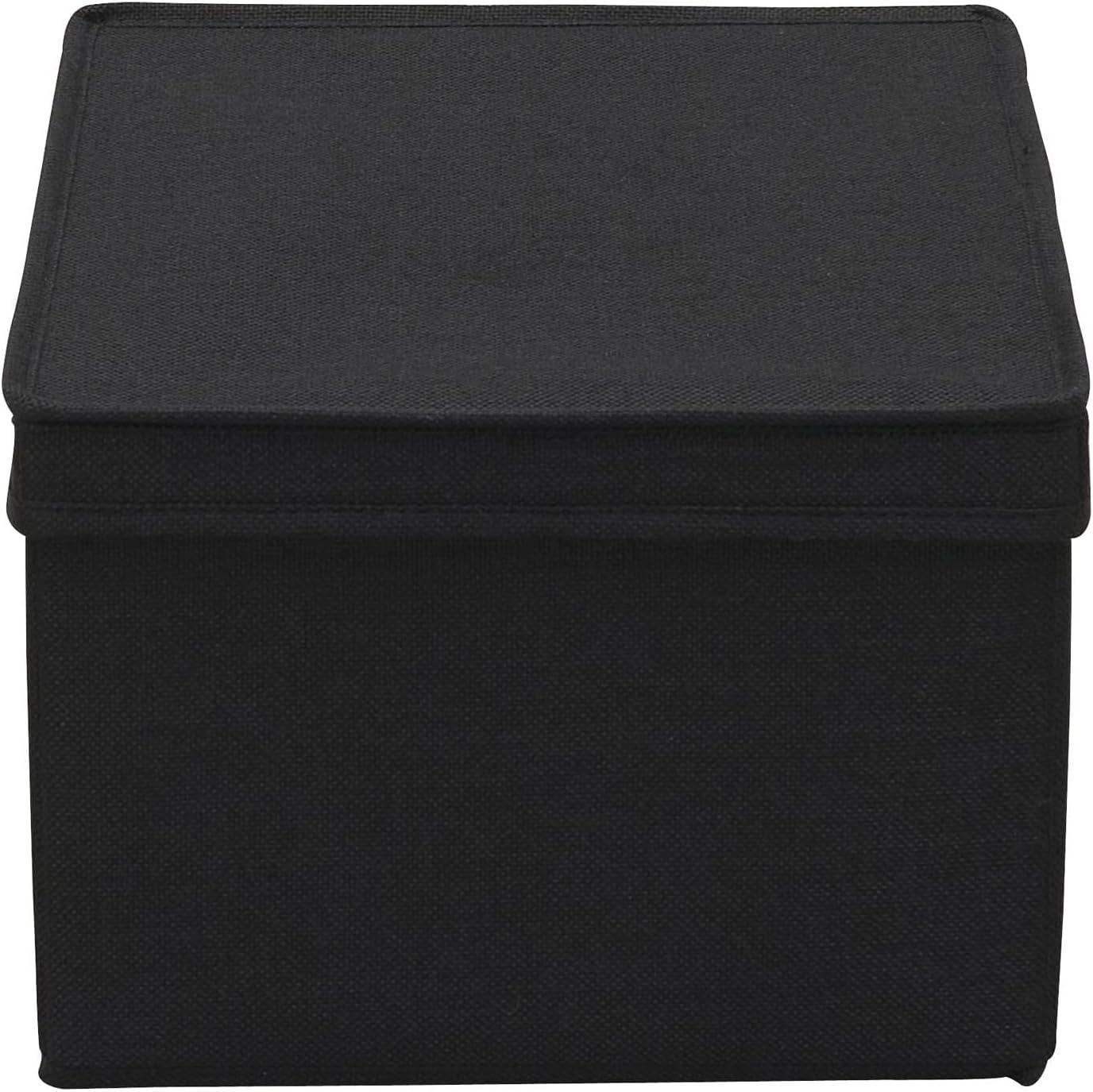 image:imageHousehold Essentials Large Fabric Storage Bins 2 Pack Soft Poly Linen with Sturdy Sides Attached Handle and Fully Removable Lid BrownBlack