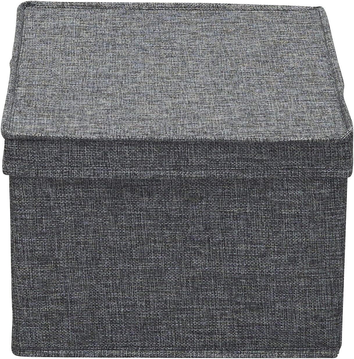 image:imageHousehold Essentials Large Fabric Storage Bins 2 Pack Soft Poly Linen with Sturdy Sides Attached Handle and Fully Removable Lid BrownGraphite