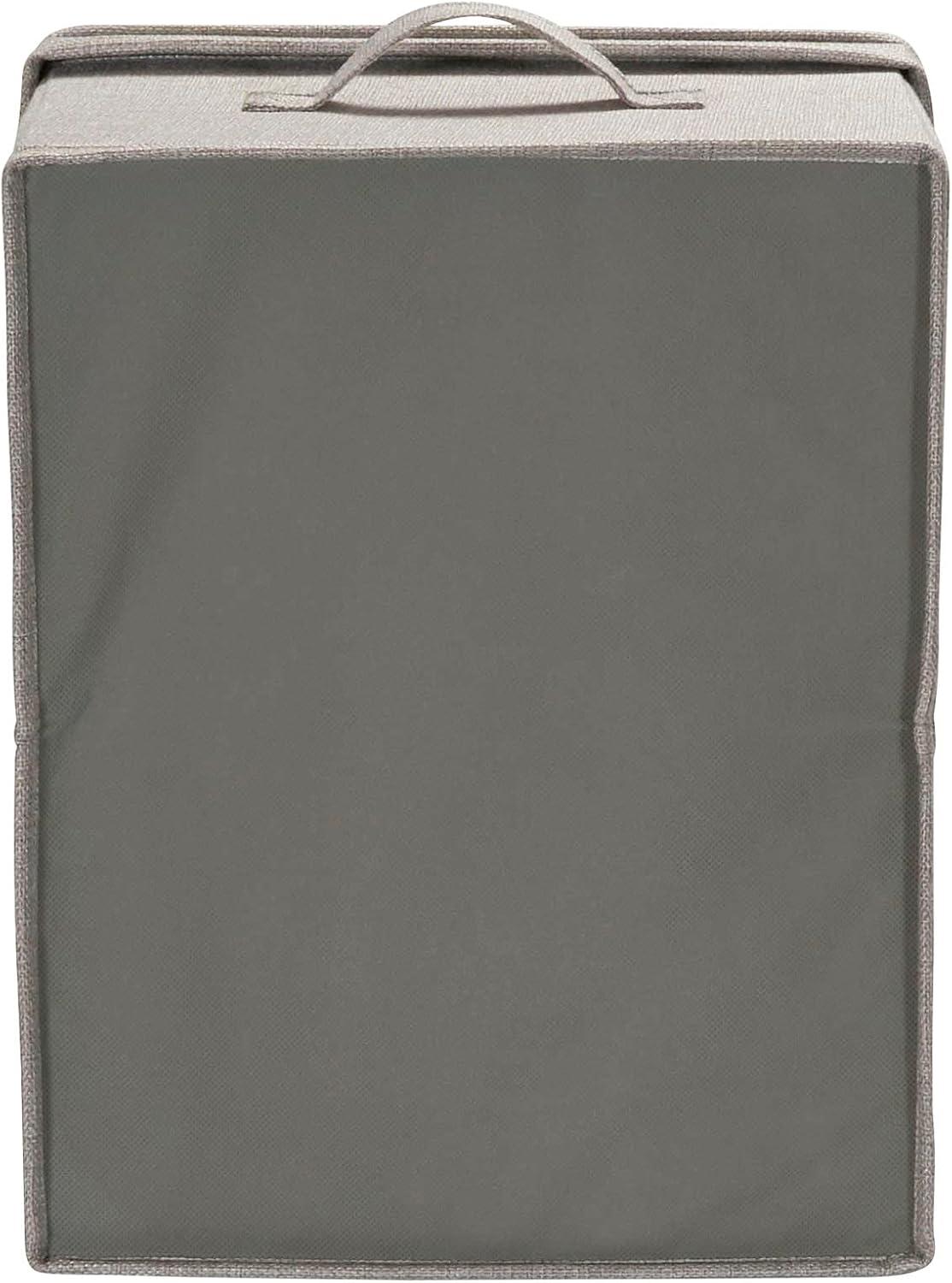 image:imageHousehold Essentials Large Fabric Storage Bins 2 Pack Soft Poly Linen with Sturdy Sides Attached Handle and Fully Removable Lid BrownGrey