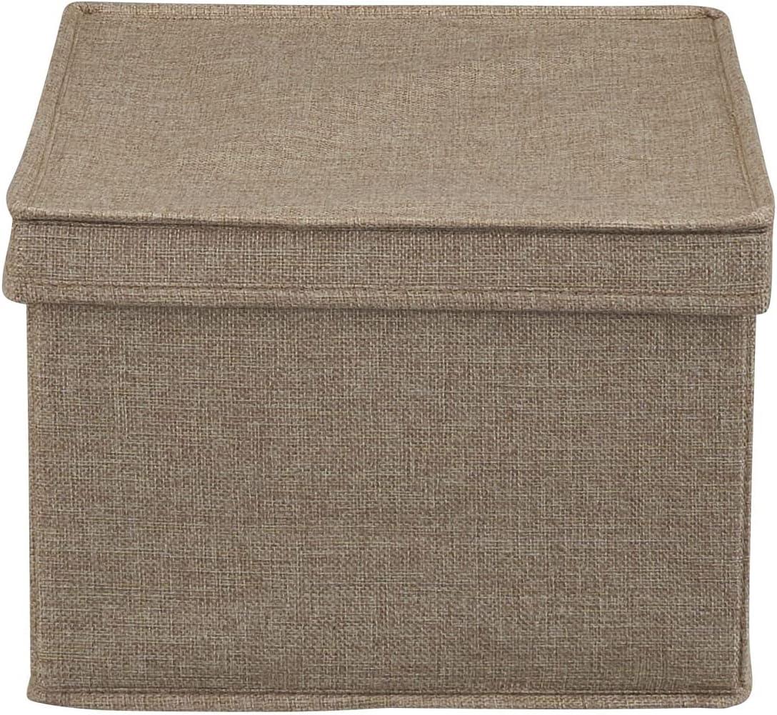 image:imageHousehold Essentials Large Fabric Storage Bins 2 Pack Soft Poly Linen with Sturdy Sides Attached Handle and Fully Removable Lid BrownLatte
