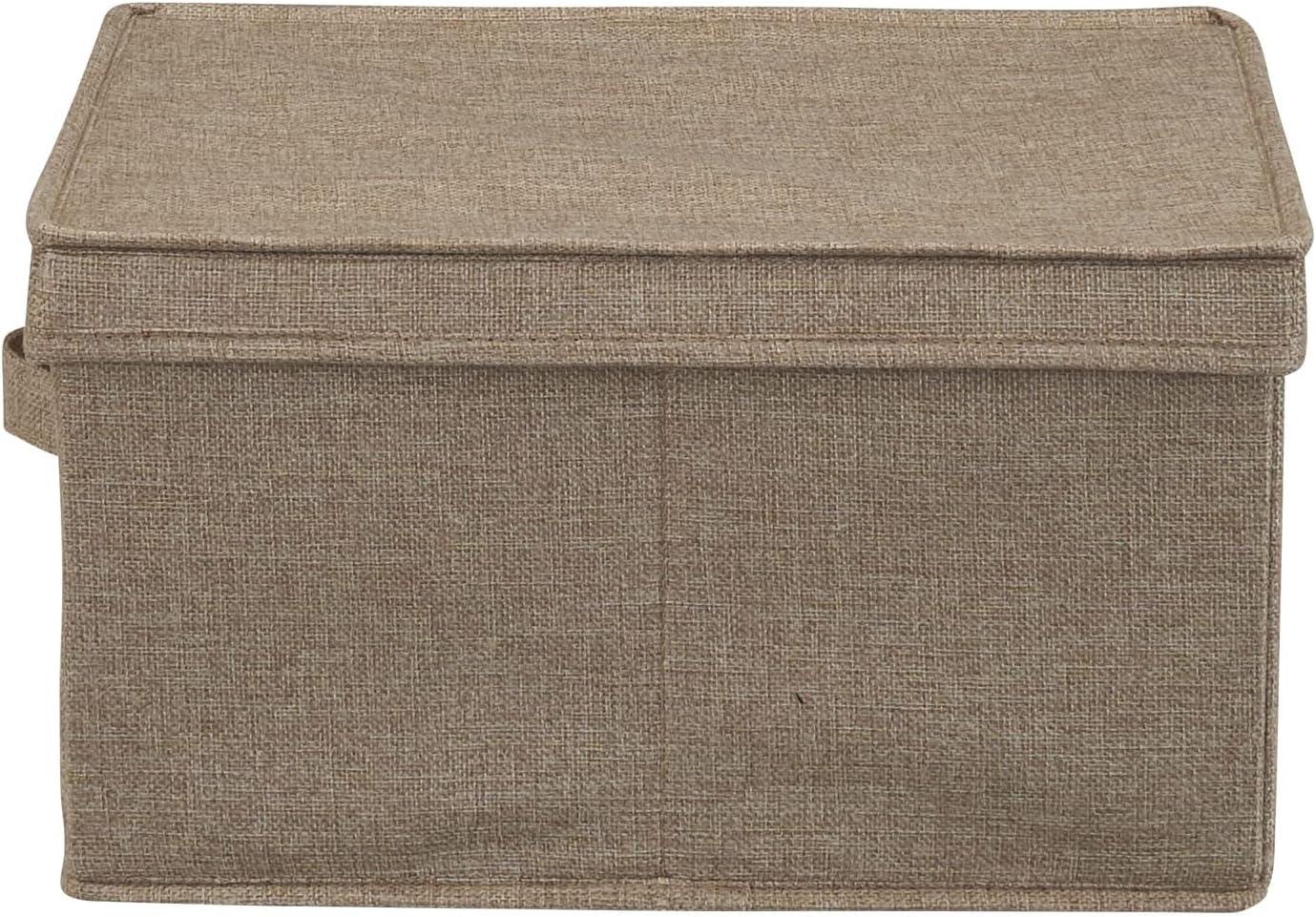 image:imageHousehold Essentials Large Fabric Storage Bins 2 Pack Soft Poly Linen with Sturdy Sides Attached Handle and Fully Removable Lid BrownLatte