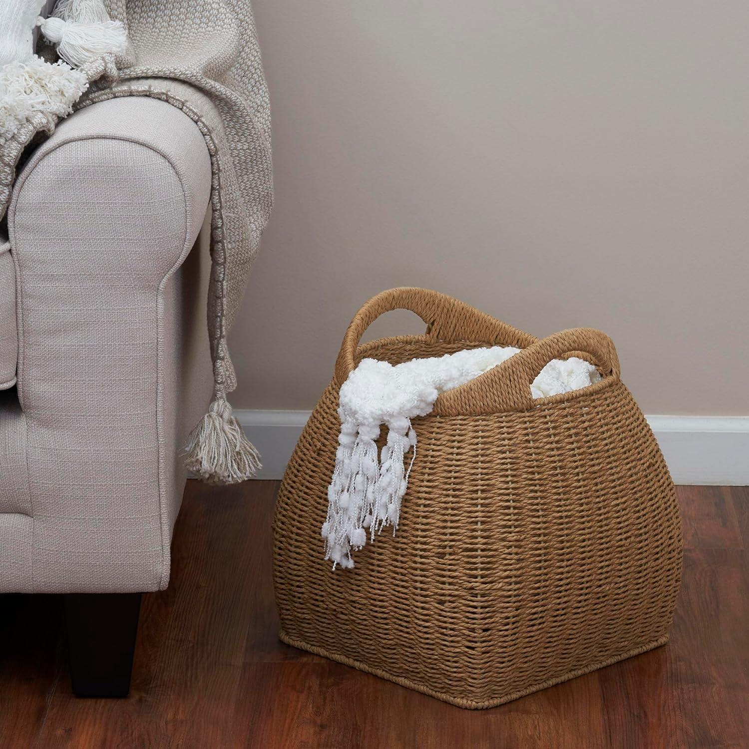 image:imageHousehold Essentials Paper Rope Basket with Handles NaturalNatural Paper Rope