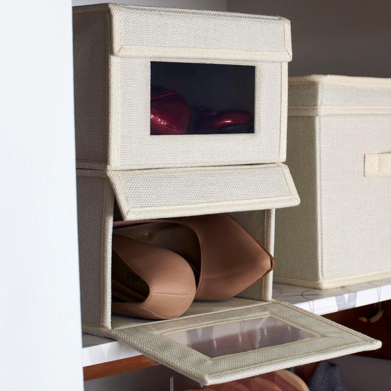 image:imageHousehold Essentials Small Drop Front Shoe Box 2 Pack Beige