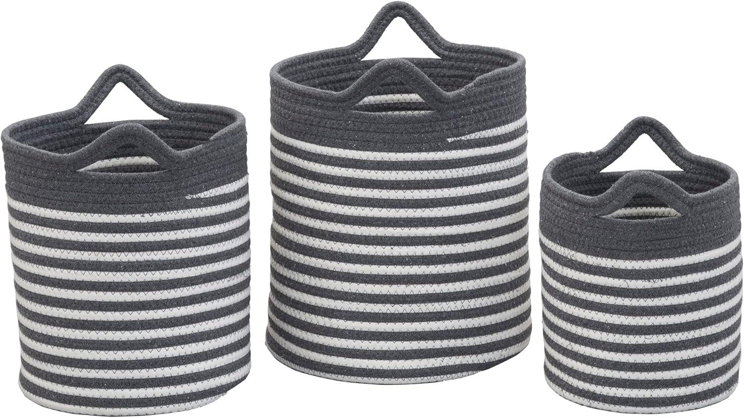 image:imageHousehold Essentials Striped Cotton Basket Set Set of 3
