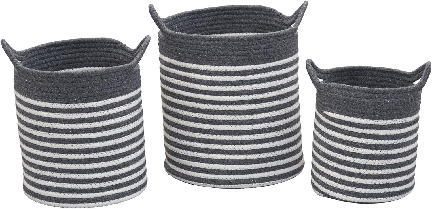 image:imageHousehold Essentials Striped Cotton Basket Set Set of 3
