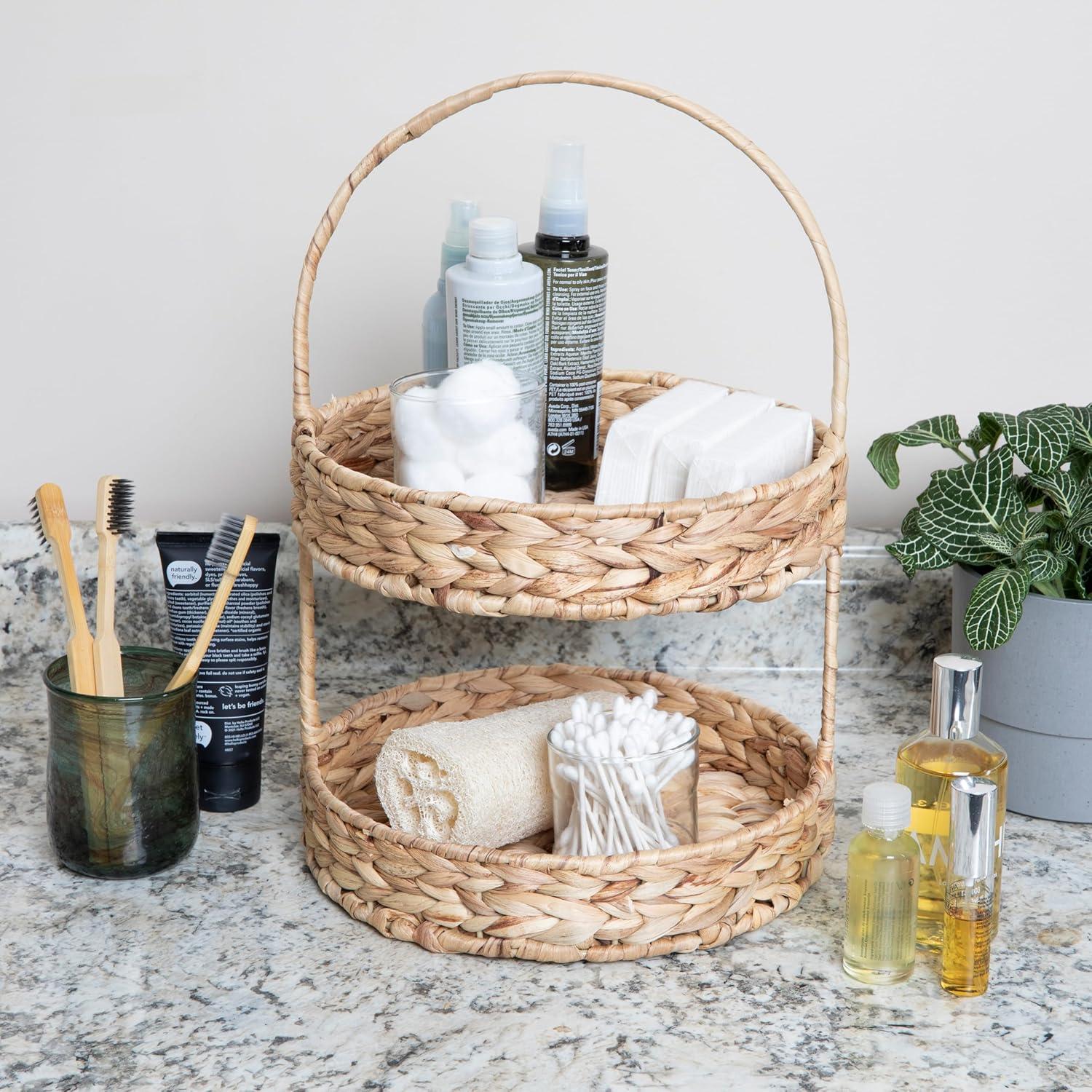 image:imageHousehold Essentials Water Hyacinth 2Tier Tray Natural