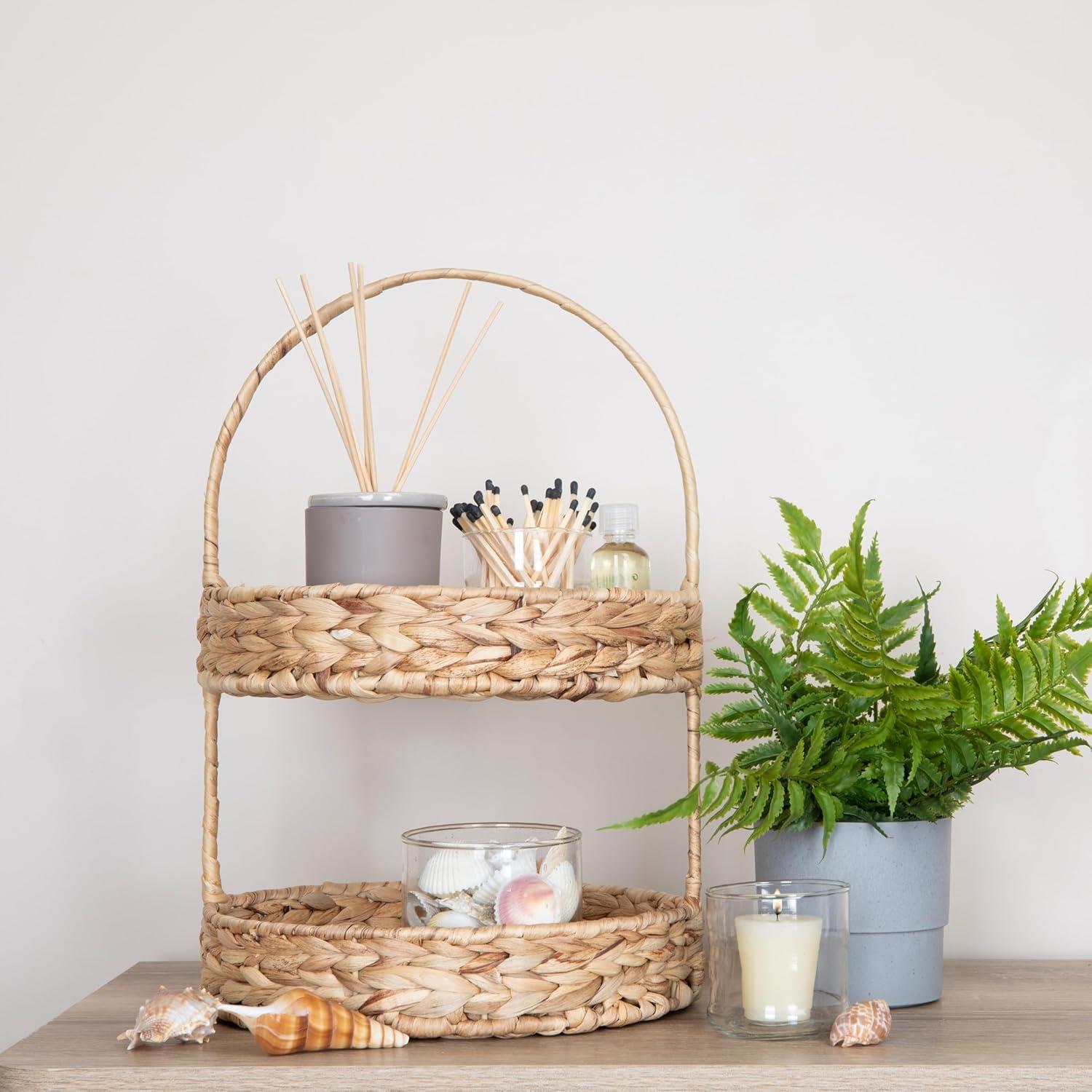 image:imageHousehold Essentials Water Hyacinth 2Tier Tray Natural