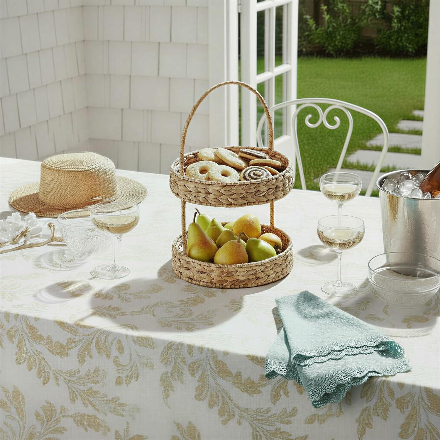 image:imageHousehold Essentials Water Hyacinth 2Tier Tray Natural