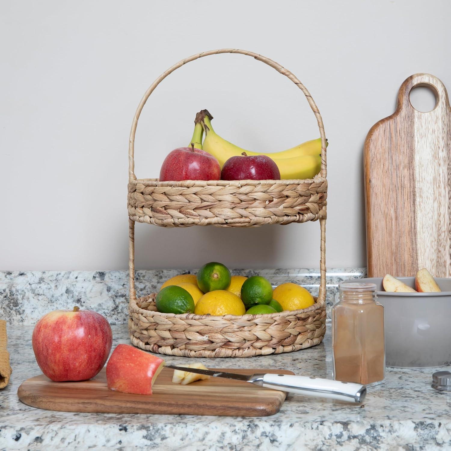image:imageHousehold Essentials Water Hyacinth 2Tier Tray Natural