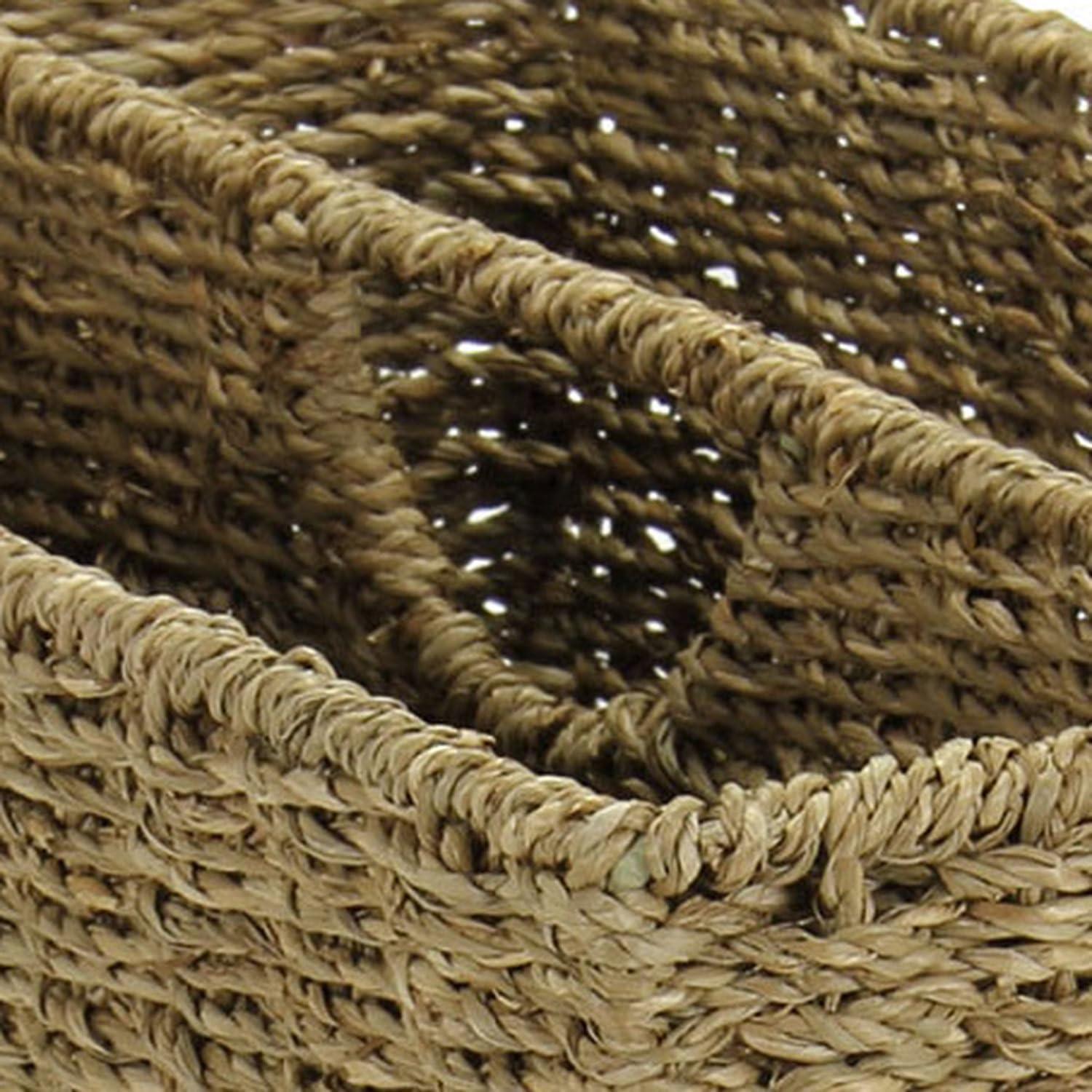 image:imageHousehold Essentials Wicker Magazine Rack Handwoven Seagrass Strong Metal Wire Frame BuiltIn Handle and Divider Lightweight Contemporary Great for Puzzle Books Mail and More NaturalSeagrass