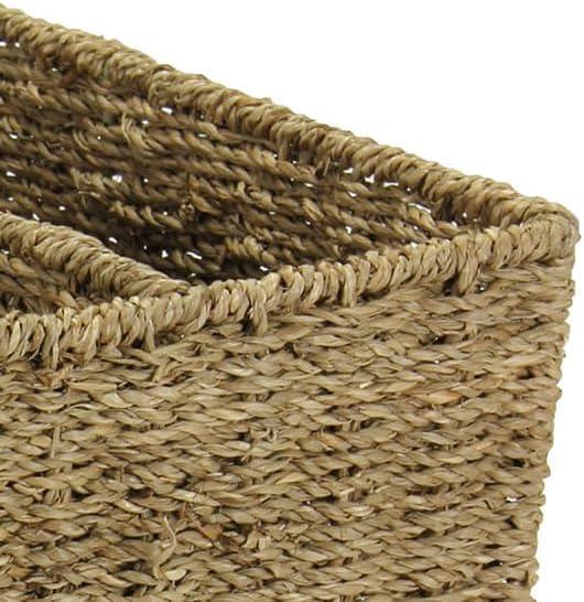 image:imageHousehold Essentials Wicker Magazine Rack Handwoven Seagrass Strong Metal Wire Frame BuiltIn Handle and Divider Lightweight Contemporary Great for Puzzle Books Mail and More NaturalSeagrass