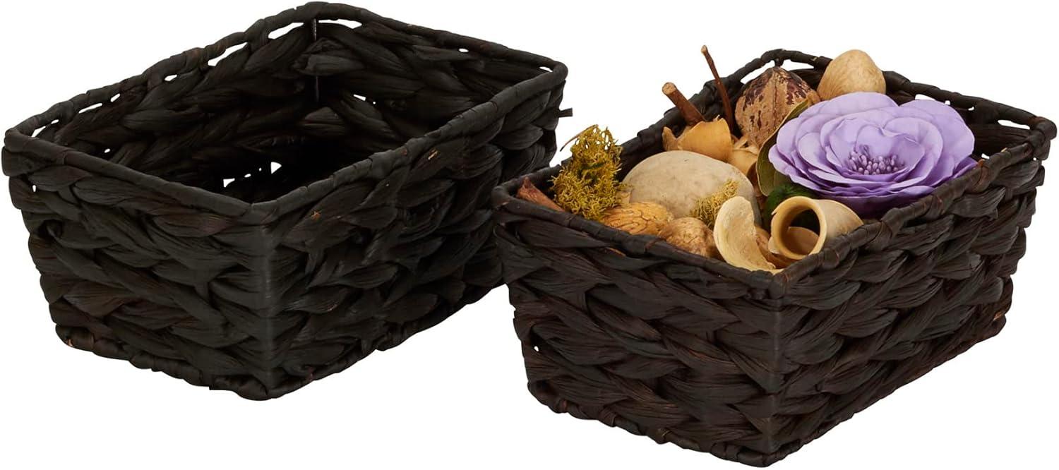 image:imageHousehold Essentials Wicker Storage Baskets Set of 4 Handwoven Accent Baskets Braided Water Hyacinth Large Medium and Small Storage Stylish and Versatile Brown