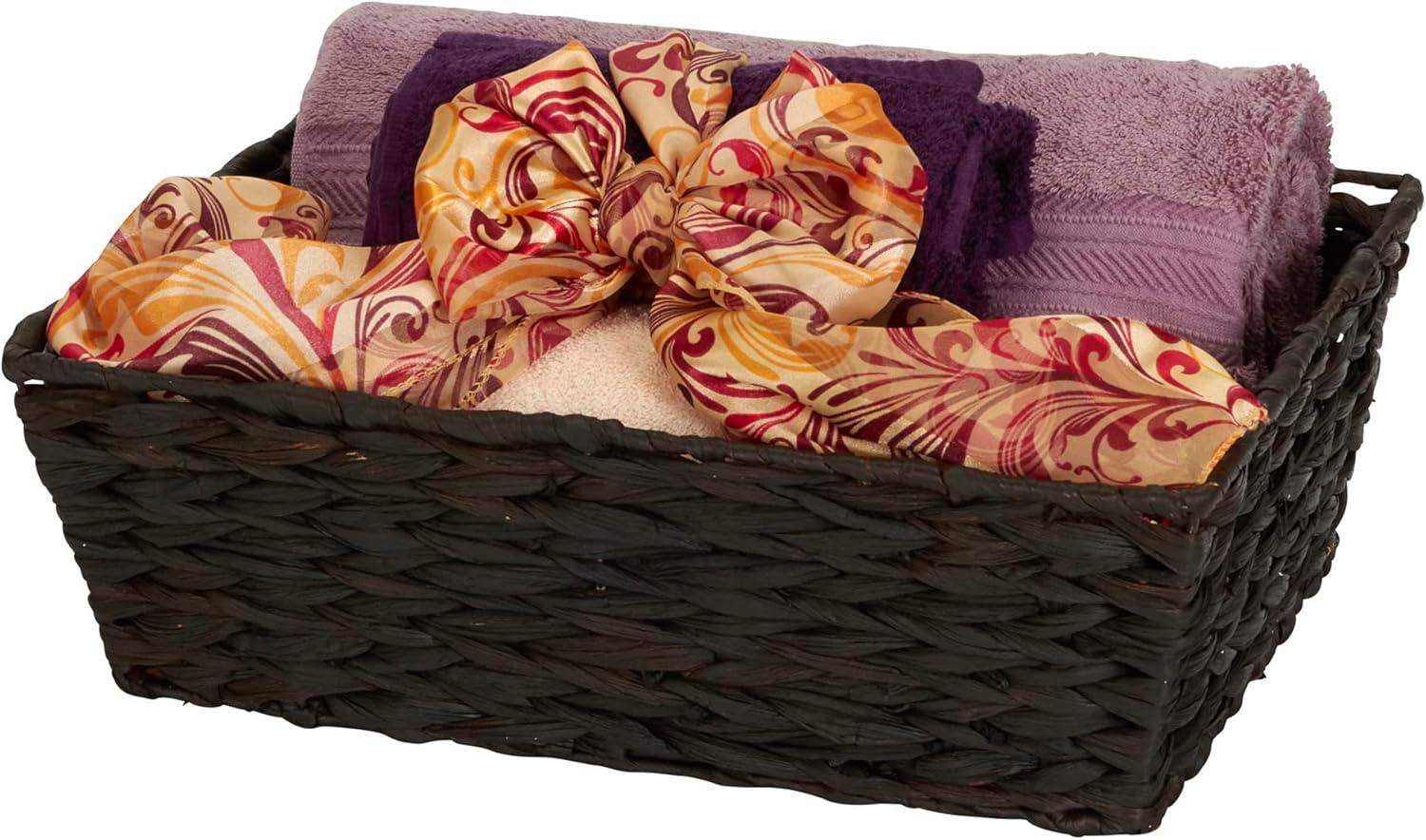 image:imageHousehold Essentials Wicker Storage Baskets Set of 4 Handwoven Accent Baskets Braided Water Hyacinth Large Medium and Small Storage Stylish and Versatile Brown
