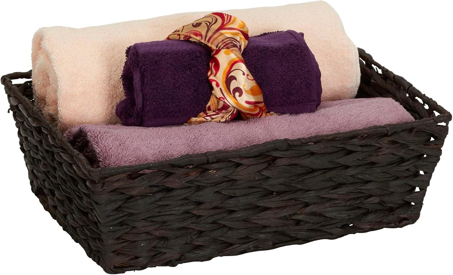 image:imageHousehold Essentials Wicker Storage Baskets Set of 4 Handwoven Accent Baskets Braided Water Hyacinth Large Medium and Small Storage Stylish and Versatile Brown