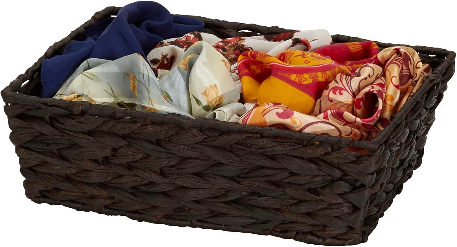 image:imageHousehold Essentials Wicker Storage Baskets Set of 4 Handwoven Accent Baskets Braided Water Hyacinth Large Medium and Small Storage Stylish and Versatile Brown